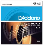 Струны для акустической гитары D'ADDARIO EJ11 80/20 Bronze Light