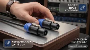 Акустический кабель DSSS215L10 Roxtone Готовый акустический кабель спикон-спикон 10 метров, сечение 2*1,5 мм