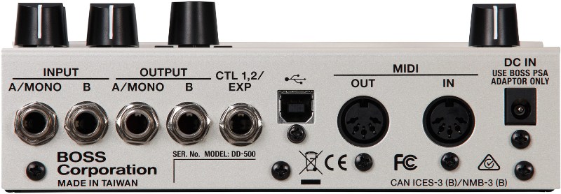Boss DD-500 задня панель Boss DD-500 задня панель