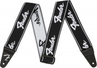 Ремінь для гітари FENDER WEIGHLESS 2'' RUNNING LOGO STRAP BLACK/WHITE