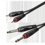 RACC150L2 Roxtone Готовый аудио кабель, Разъемы: 2xRCA-M - 2xJack 6,3 (Mono)-2 метра (Тюльпан-Джек)