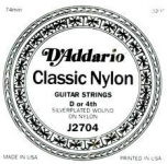 Струна для классической гитары D'ADDARIO J27H04 SILVER CLASSICS CLEAR NYLON D