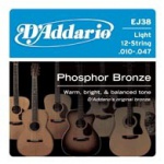 Струни для акустичної гітари D'ADDARIO EJ38 Phosphor Bronze Light 12-String