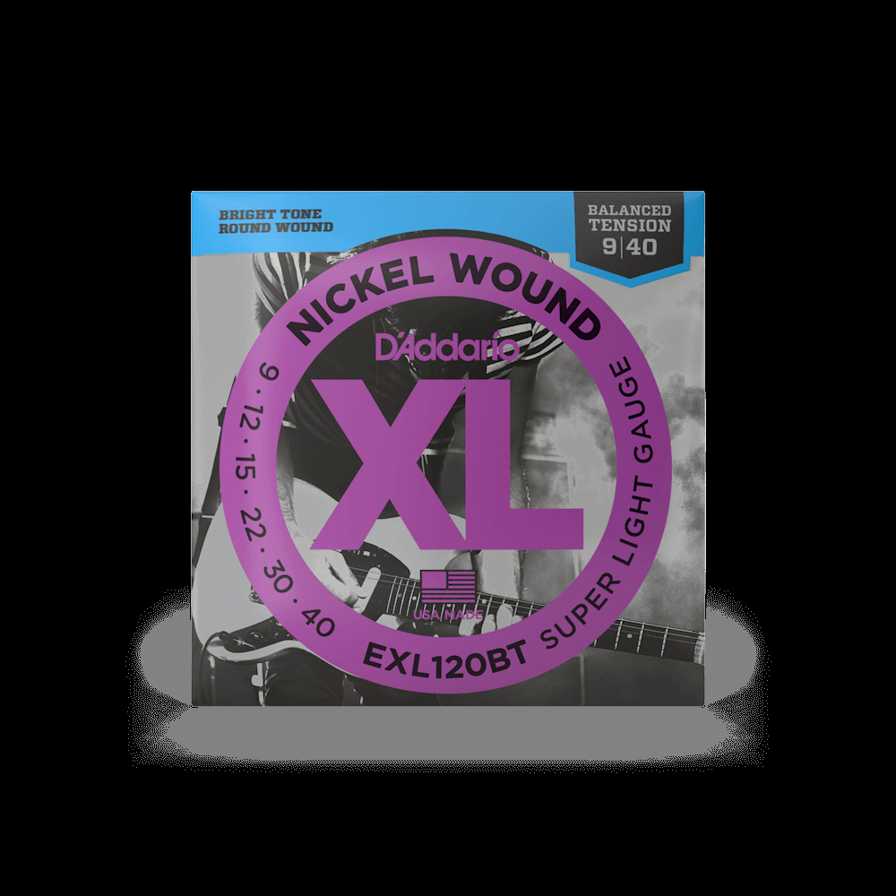 Струни для електрогітари D&#039;ADDARIO XL EXL120BT Balanced Tension Super Light, никелированная сталь, .009-.040