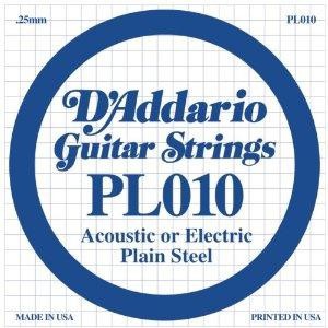 Струна для акустической гитары D&#039;ADDARIO PL010 Plain Steel