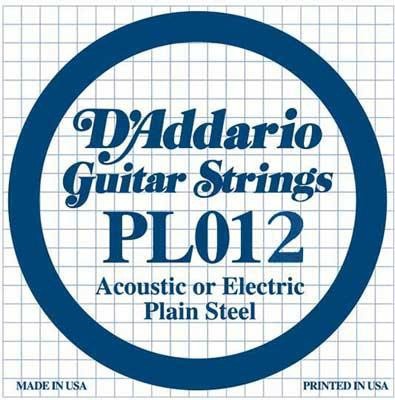 Струна для акустичної гітари D&#039;ADDARIO PL012 Plain Steel