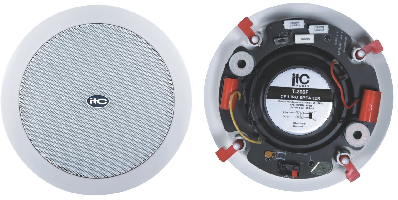 Акустична система T-206F ITC HI-FI Двух полосная система 6"+1.5" Коаксиальный потолочный громкоговоритель, 20Вт, 8Ом