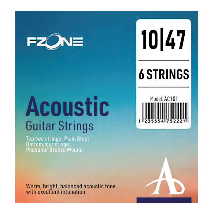 Струни для акустичної гітари FZONE AC101 ACOUSTIC PHOSPHOR BRONZE (10-47)
