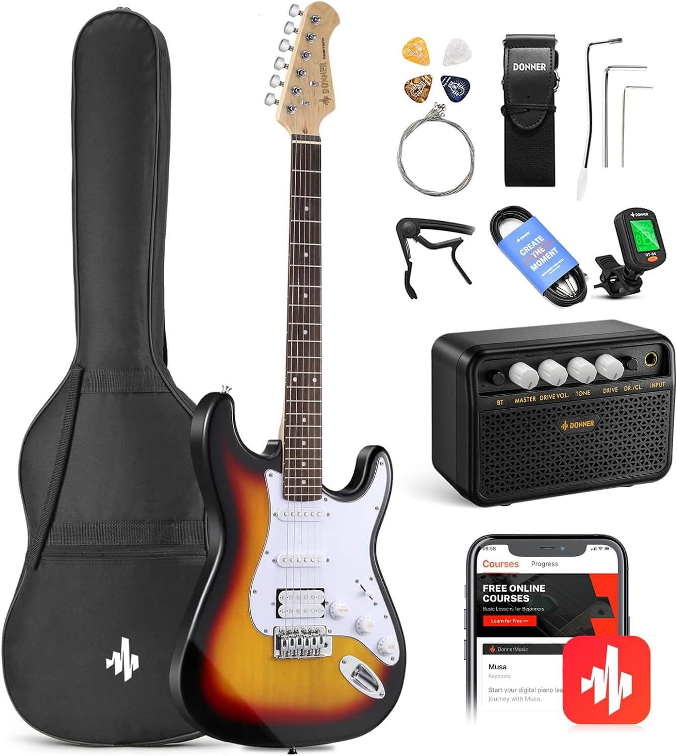 Комплект Donner Music DST-100 Sunburst Electric Guitar Kit Sunburst EC1098