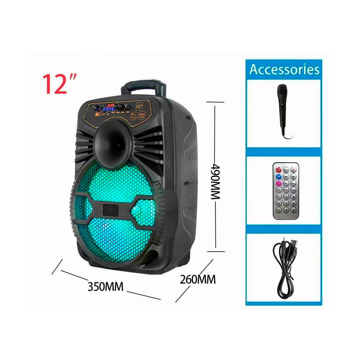 BIG12AVENGER usb/mp3/fm/bt + Шнуровий мікрофон