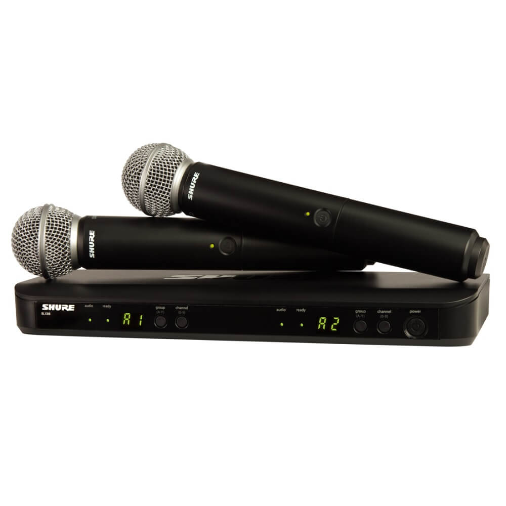 Два радиомикрофона на базе SHURE BLX288E/SM58-H8E