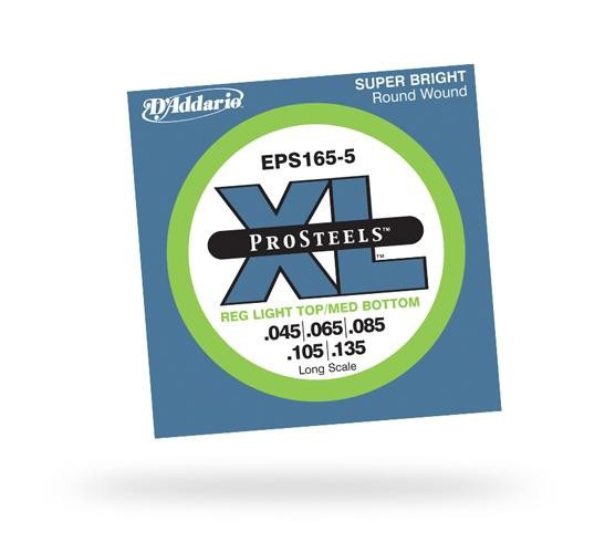 Струны для бас-гитары D&#039;ADDARIO EPS165-5 Pro Steels Custom Regular Light Top / Med Bottom 5str