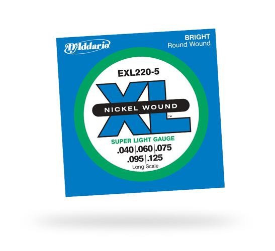 Струни для бас гітари D&#039;ADDARIO EXL220-5 XL Super Light 5str