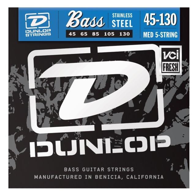 Струны для бас-гитары DUNLOP DBS45130 STAINLESS STEEL MEDIUM 5 STRING 45-130