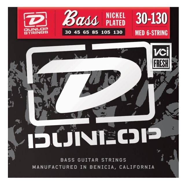 Струни для бас гітари DUNLOP DBN30130 NICKEL PLATED STEEL MEDIUM 6 STRING 30-130