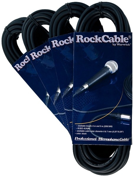 Кабель ROCKCABLE RCL30309 D6 Мікрофонний кабель, XLR-f - XLR-m, діам.6мм, довжина 9м, чорний