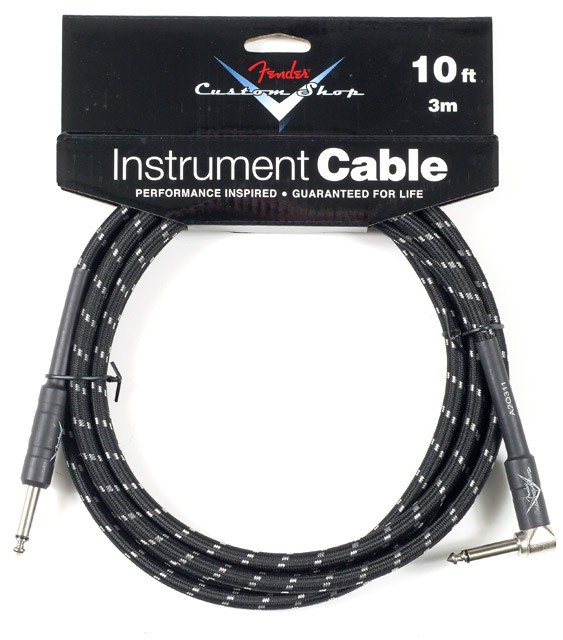 FENDER CUSTOM SHOP PERFORMANCE SERIES CABLE 10&#039;, Angled, Black Tweed