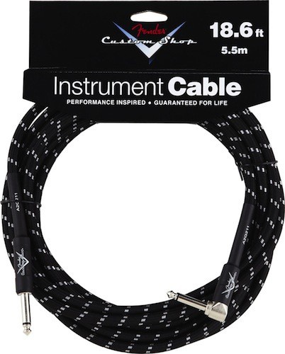 FENDER CUSTOM SHOP PERFORMANCE SERIES CABLE 18.6&#039;, Angled, Black Tweed