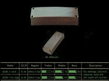 GIOVANNI WCSB-1N WOOD CUSTOM SOAPBAR BASS NECK PICKUP WALNUT ALNICO 5