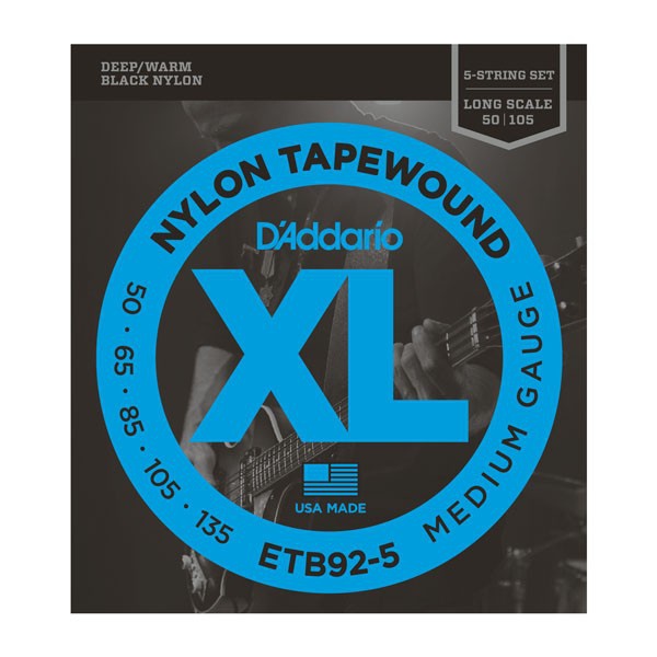 Струны для бас-гитары D`ADDARIO ETB92-5 XL NYLON TAPEWOUND