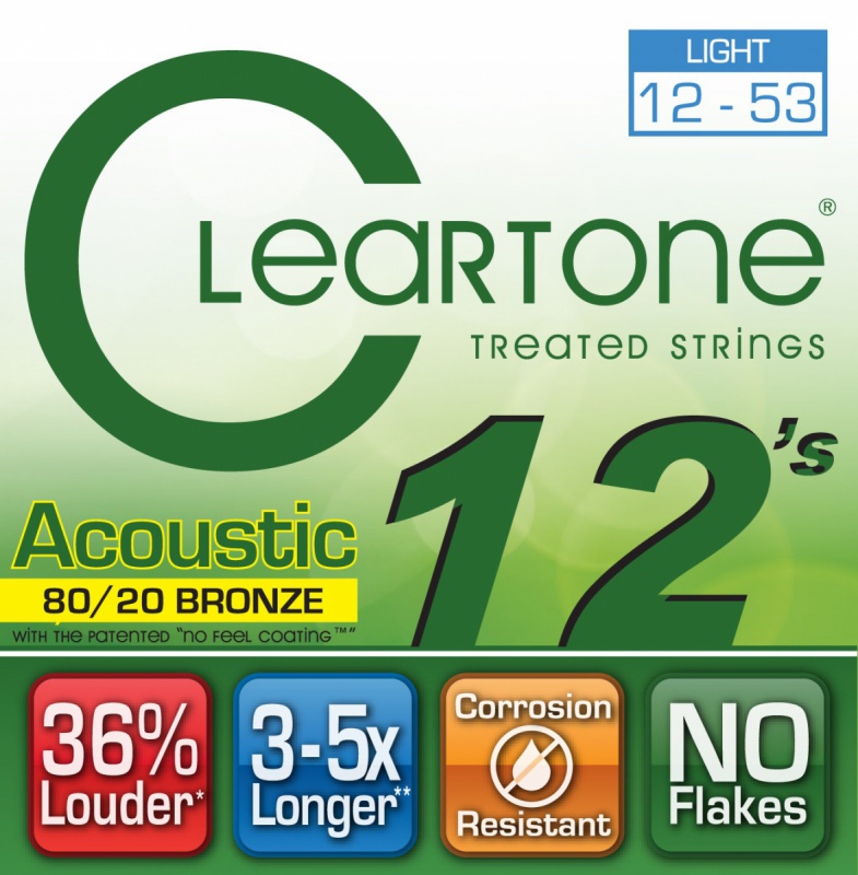 Струны для акустической гитары CLEARTONE 7612 80/20 Bronze Light 12-53