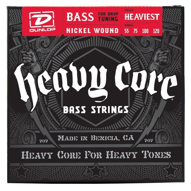 Струны для бас-гитары DUNLOP DBHCN55120 HEAVY CORE BASS HEAVIEST 55-120