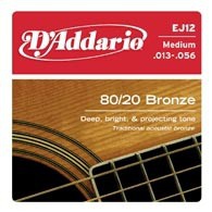 Струны для акустической гитары D&#039;ADDARIO EJ12 80/20 Bronze Medium
