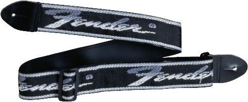 Ремень для гитары FENDER WOVEN RUNNING LOGO BLACK SIL