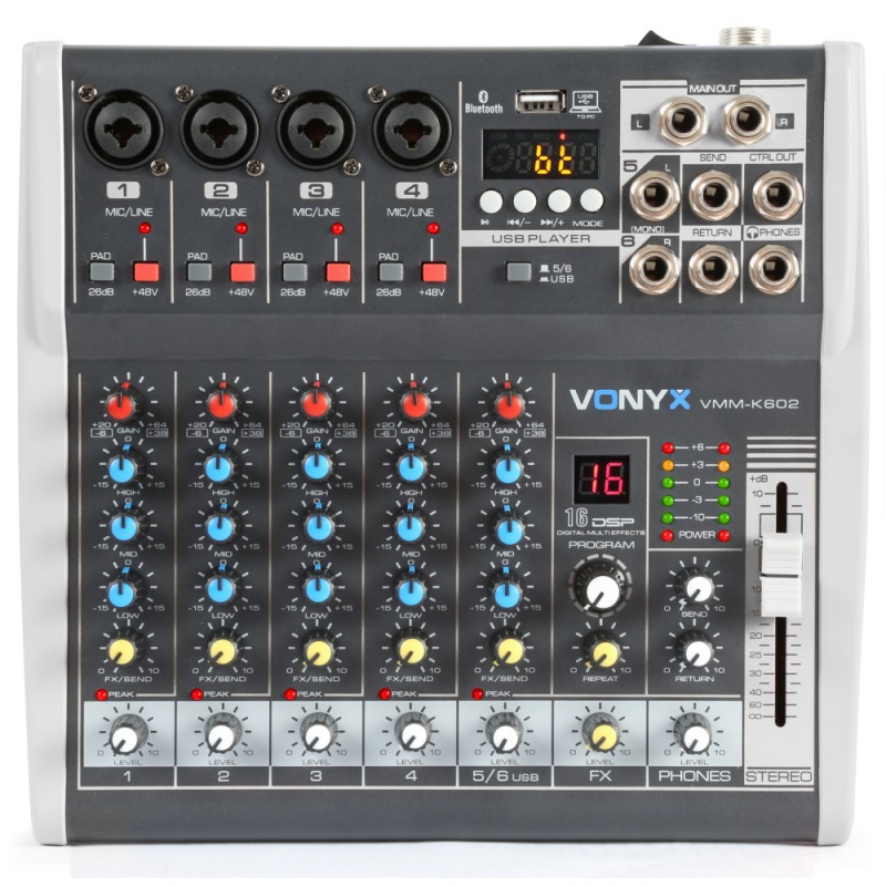 Мікшерний пульт Vonyx VMM-K602 6-Channel Music Mixer with DSP