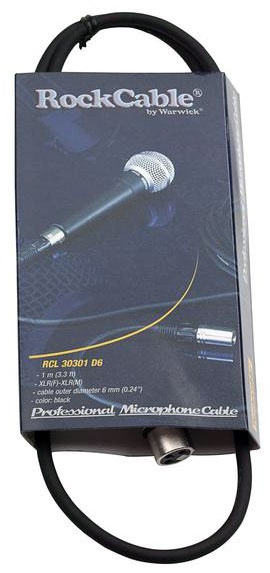 Микрофонный кабель RockCable RCL 30301 D6 XLR (мама) - XLR (папа) Довжина1 м