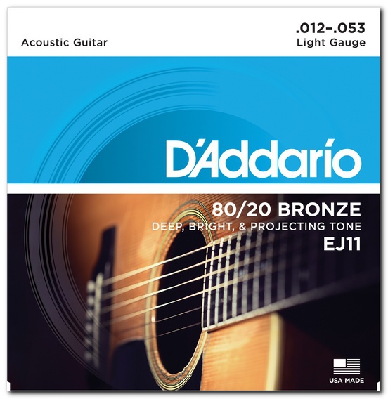 Струны для акустической гитары D&#039;ADDARIO EJ11 80/20 Bronze Light