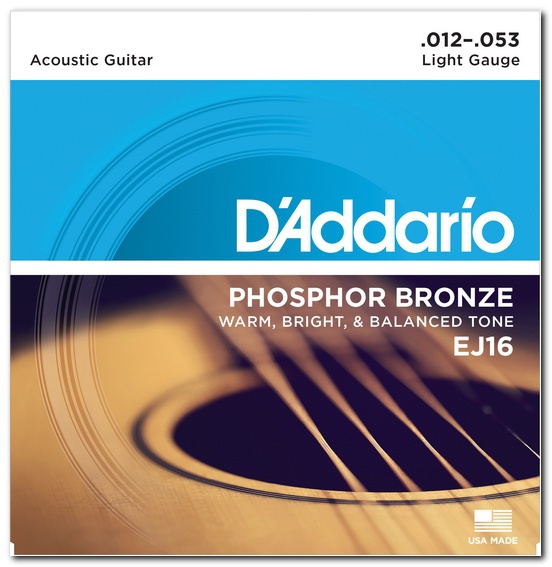 Струни для акустичної гітари D&#039;ADDARIO EJ16 Phosphor Bronze Light