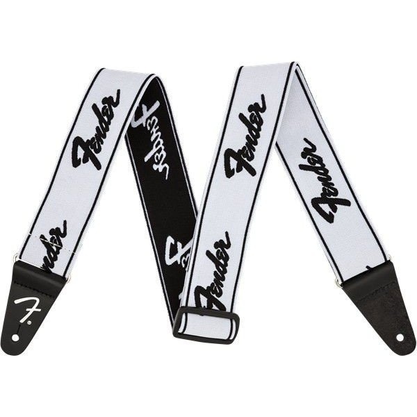 Ремінь для гітари FENDER WEIGHLESS 2&#039;&#039; RUNNING LOGO STRAP WHITE/BLACK