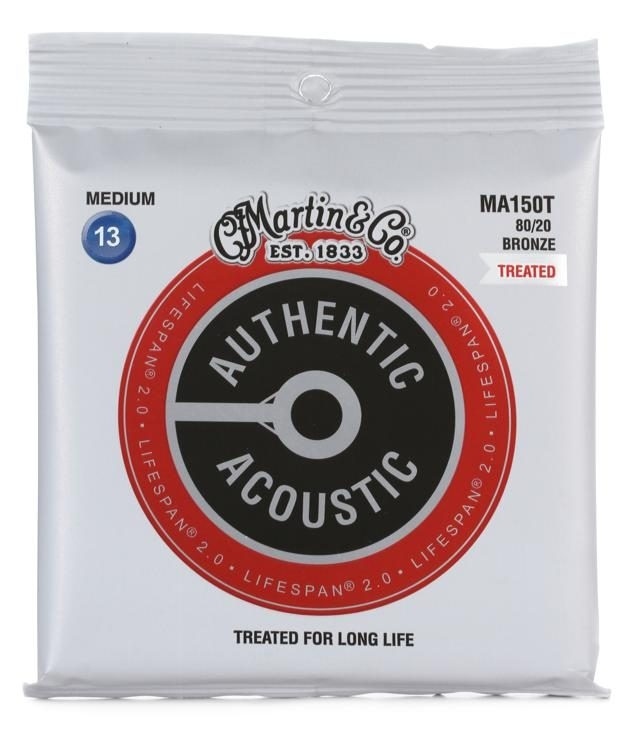 Струны для гитары MARTIN MA150T Authentic Acoustic Lifespan 2.0 80/20 Bronze Medium (13-56)