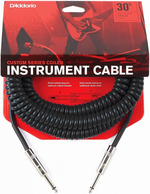 Инструментальный кабель D`ADDARIO PW-CDG-30BK Coiled Instrument Cable - Black