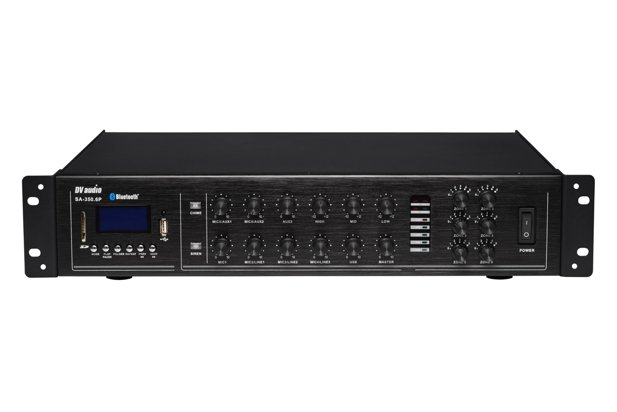 Для фонового звучання Трансляційний мікшер-підсилювач з USB DV audio SA-350.6P