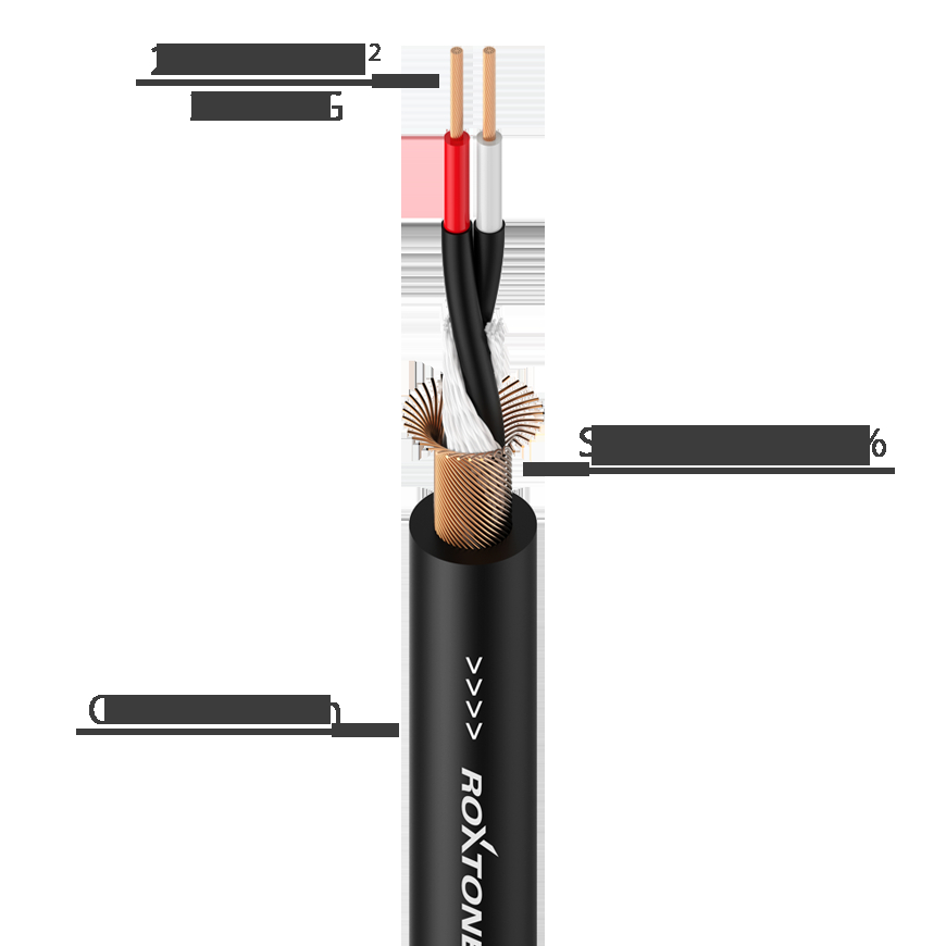 Микрофонный кабель MC005-BK-100m ROXTONE Кабель микрофонный симметричный, диаметр 6,8 мм, 2 x 0.22 мм