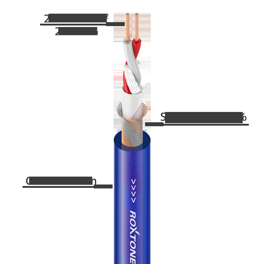Микрофонный кабель MC080-100m ROXTONE Кабель микрофонный симметричный, диаметр 6,8 мм