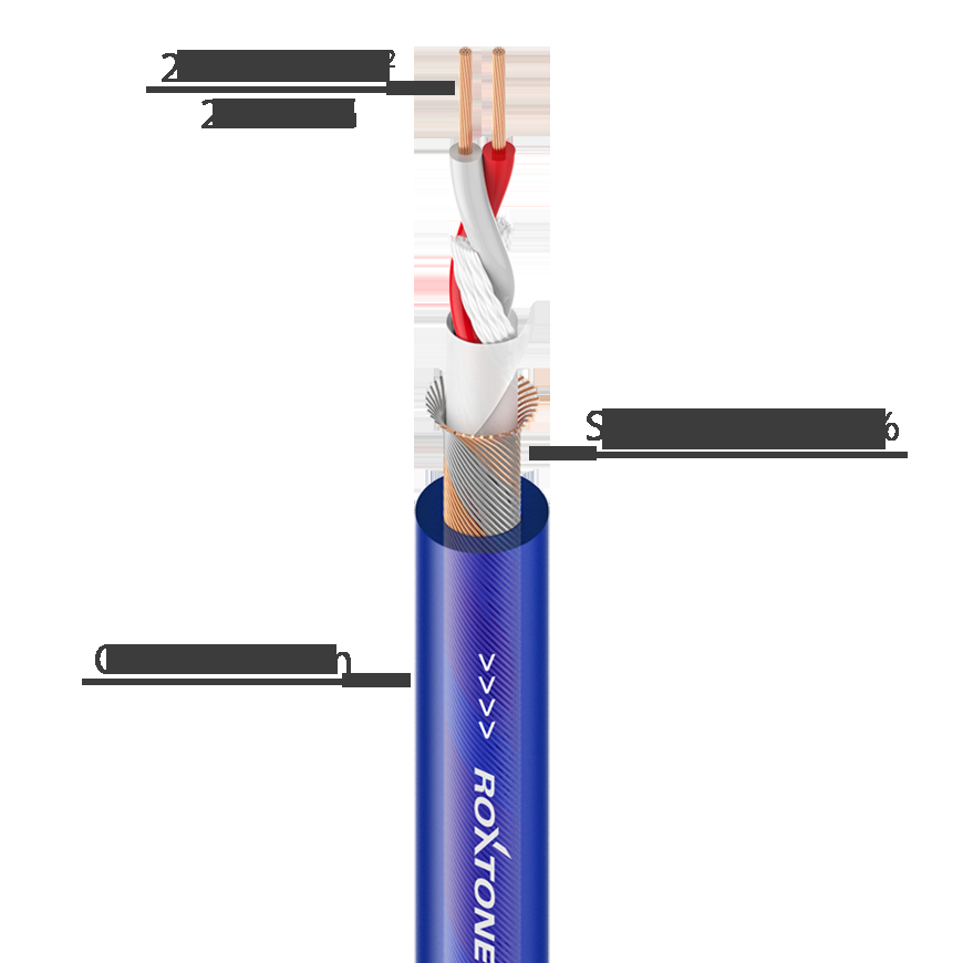 Мікрофонний кабель MC080-100m ROXTONE Кабель мікрофонний симетричний, діаметр 6,8 мм