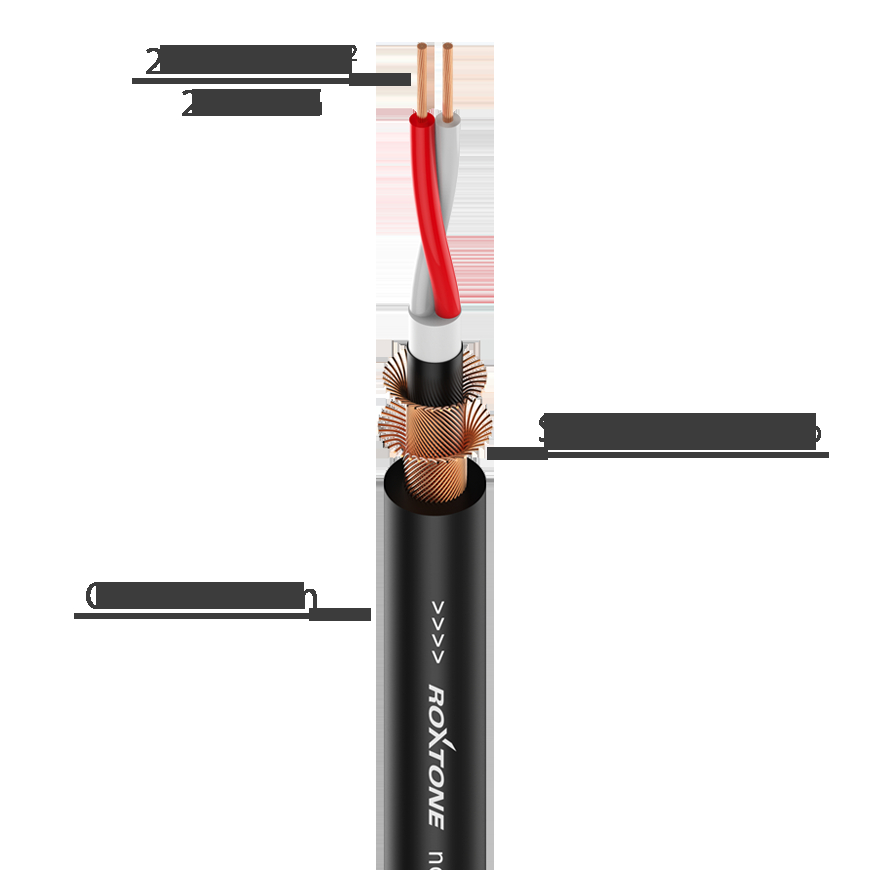 Мікрофонний кабель MC222-BK-100m ROXTONE Кабель мікрофонний, діаметр 6,2 мм, 2 x 0.22 мм2