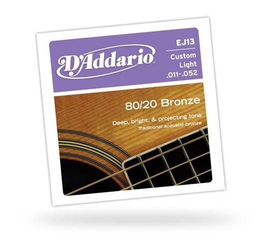 Струны для акустических гитар D'ADDARIO EJ13 80/20 Bronze Custom Light