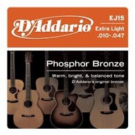 Струны для акустической гитары D'ADDARIO EJ15 Phosphor Bronze Extra Light
