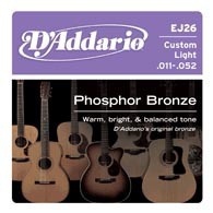 Струны для акустической гитары D'ADDARIO EJ26 Phosphor Bronze Custom Light