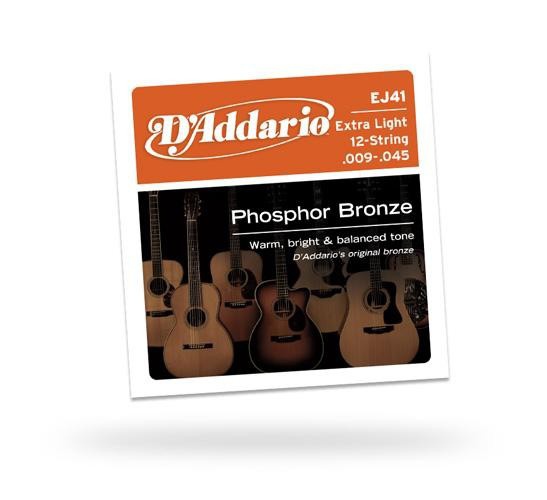 Струни для акустичної гітари D&#039;ADDARIO EJ41 Phosphor Bronze 12-String Extra Light